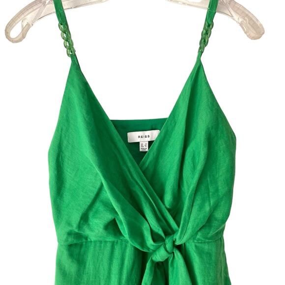 Reiss Esme Green Linen Sheath Dress with Pockets NWOTS size 4 - Picture 4 of 12